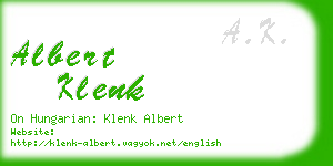 albert klenk business card